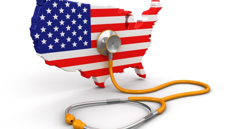 Map of USA with Stethoscope (clipping path included)